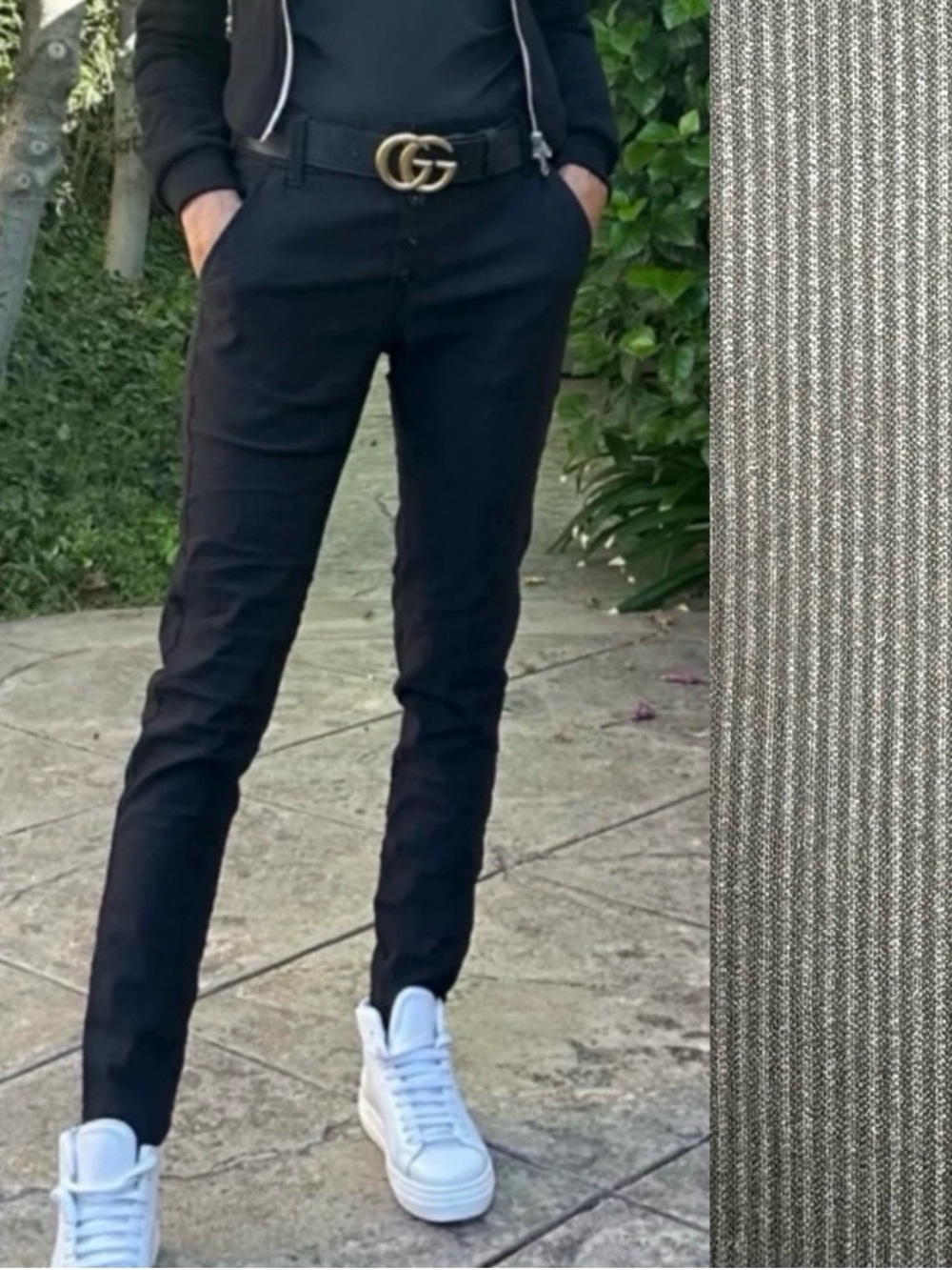 Bevy Flog Ronit Pant Trousers Black Button Fly Cotton Microstripe